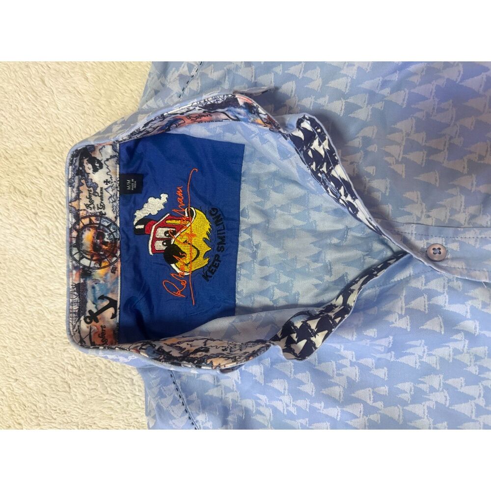 Robert Graham Men’s Medium Long Sleeve Button-Up Shirt Blue Sailboat Print